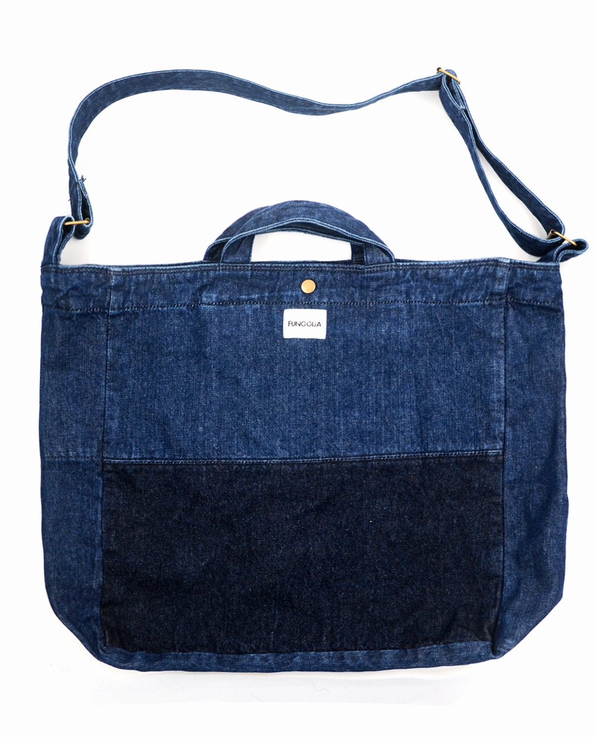 <a 002i1>Fungolia 2-in-1 Denim tote bag - 17" Large size Stylish Accessory
