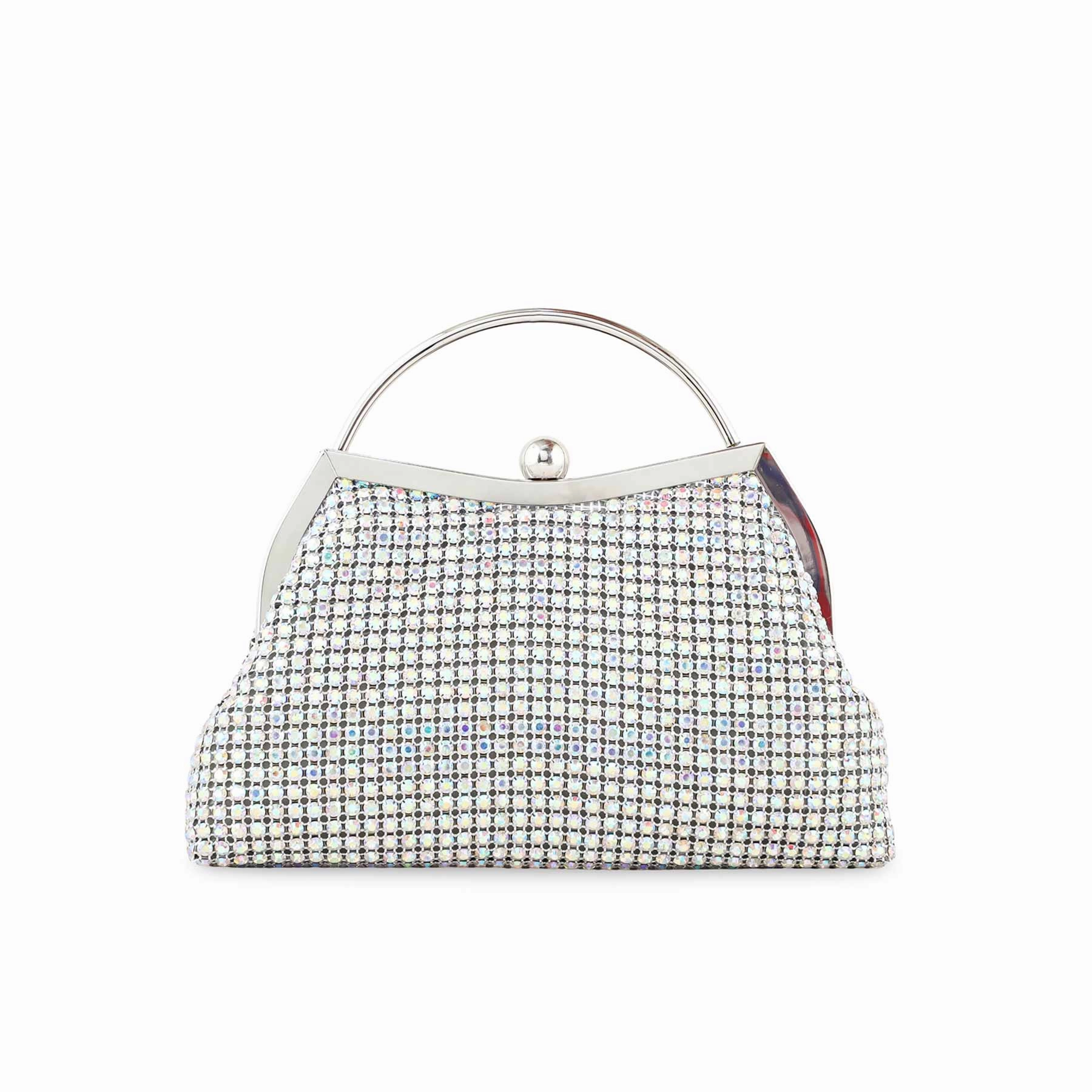 AB Silver Bridal Clutch P24304 Functional Functionality Stylish Everyday Bag