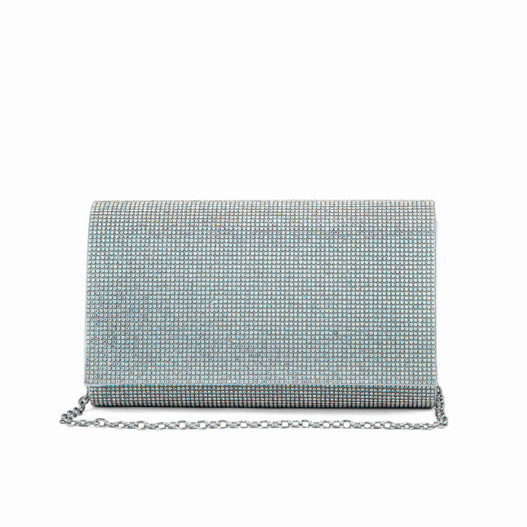 AB Silver Fancy Clutch P24327 Daily Functionality Portable Utility