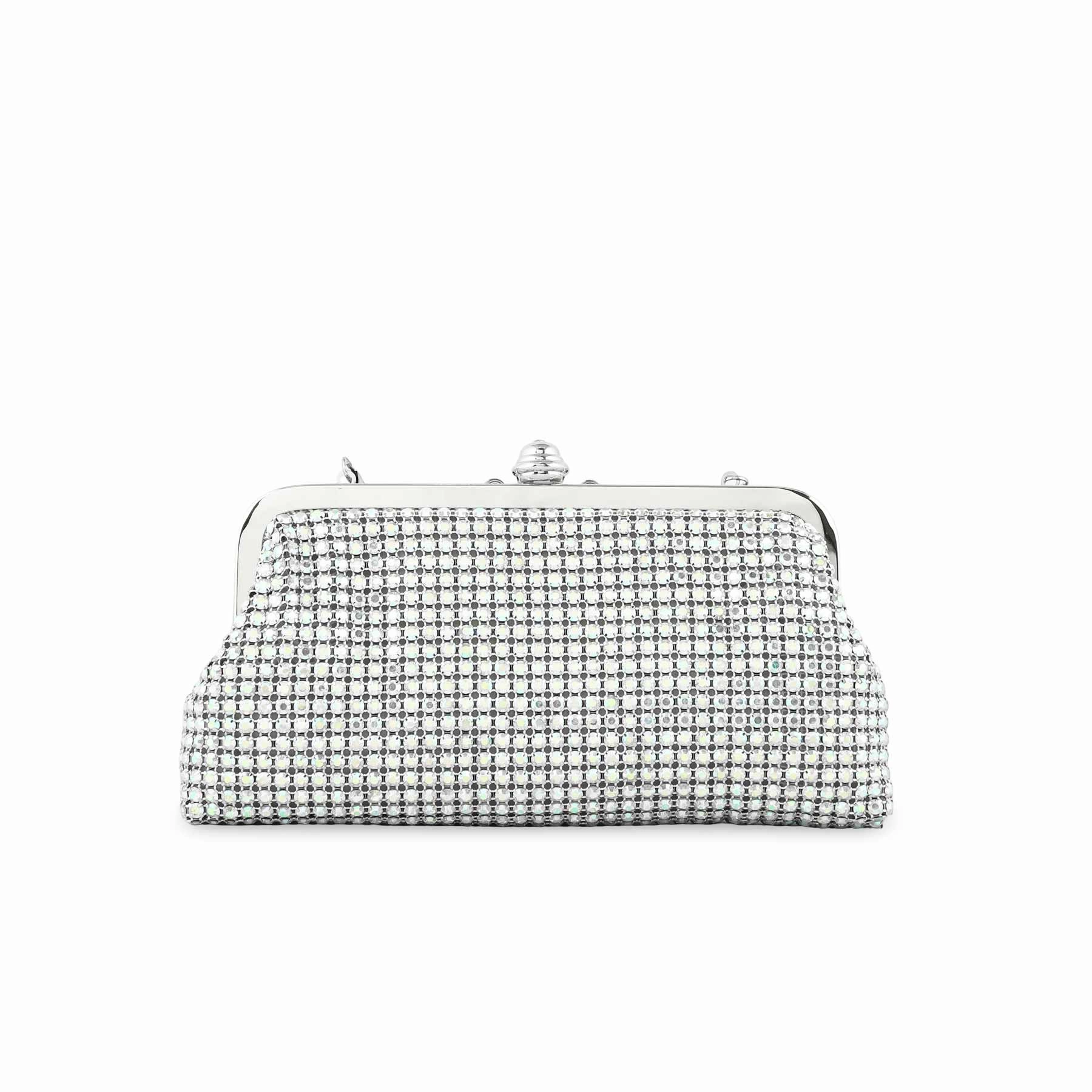 AB Silver Women Bridal Clutch p24274 Versatile Bag Compact Build