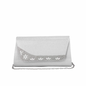 Zip Closure Bag Organized Travel Gear Silver Fancy Clutch P24174