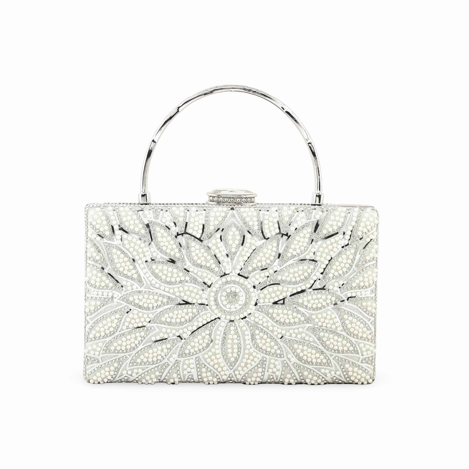 Daily Essentials Bag Silver Bridal Clutch p24257
