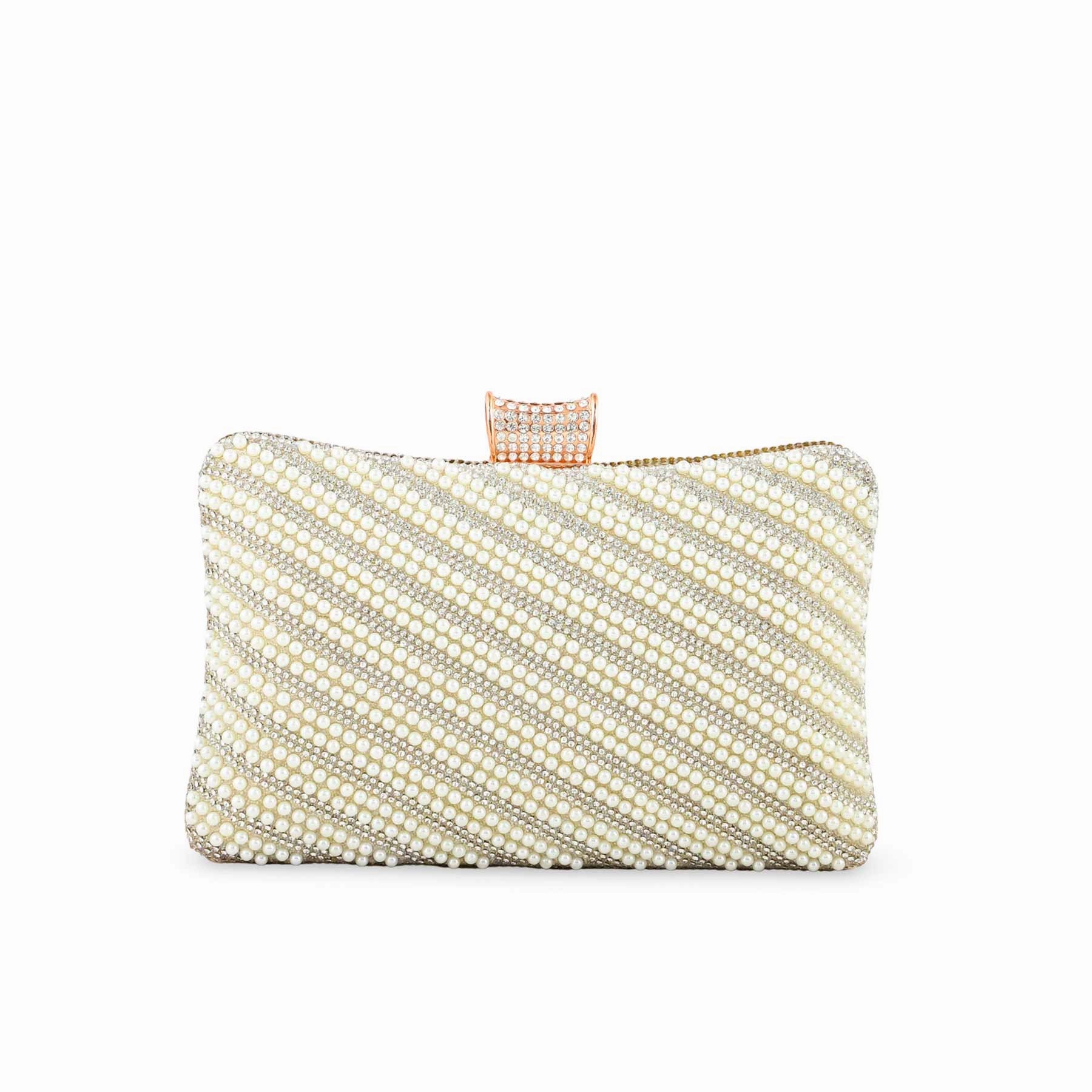 Sustainable Material Beige Bridal Clutch P24355