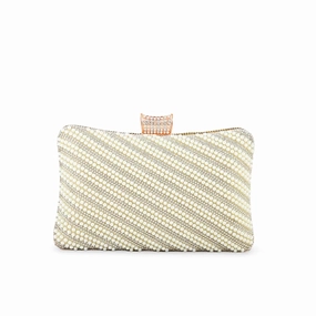 Sustainable Material Beige Bridal Clutch P24355