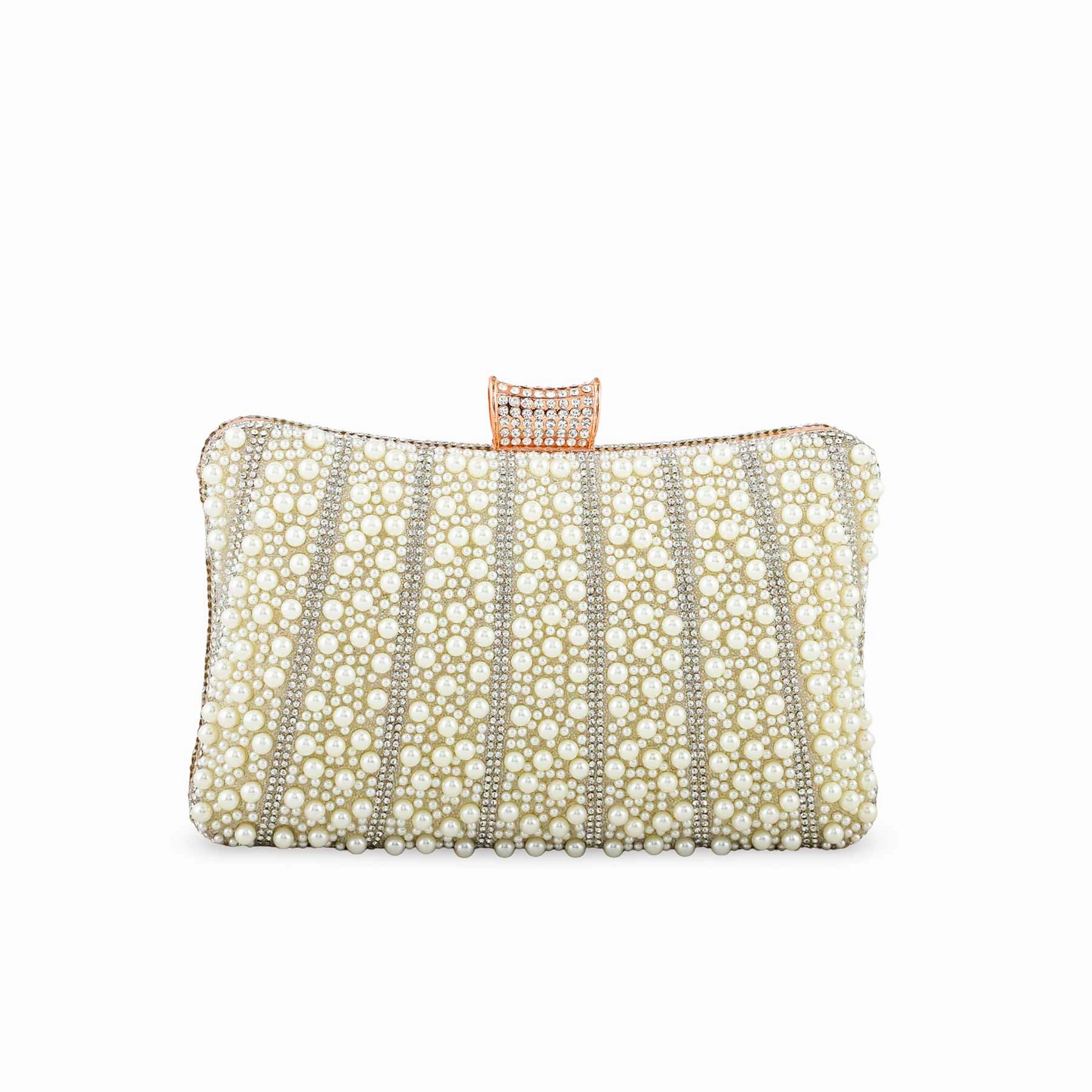 Durable Texture Beige Bridal Clutch P24356
