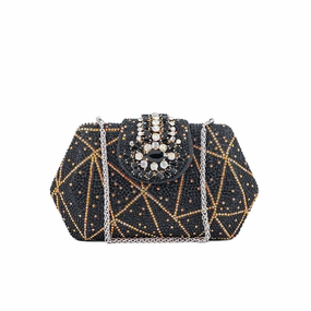 Simple Gear Black Fancy Clutch P24202