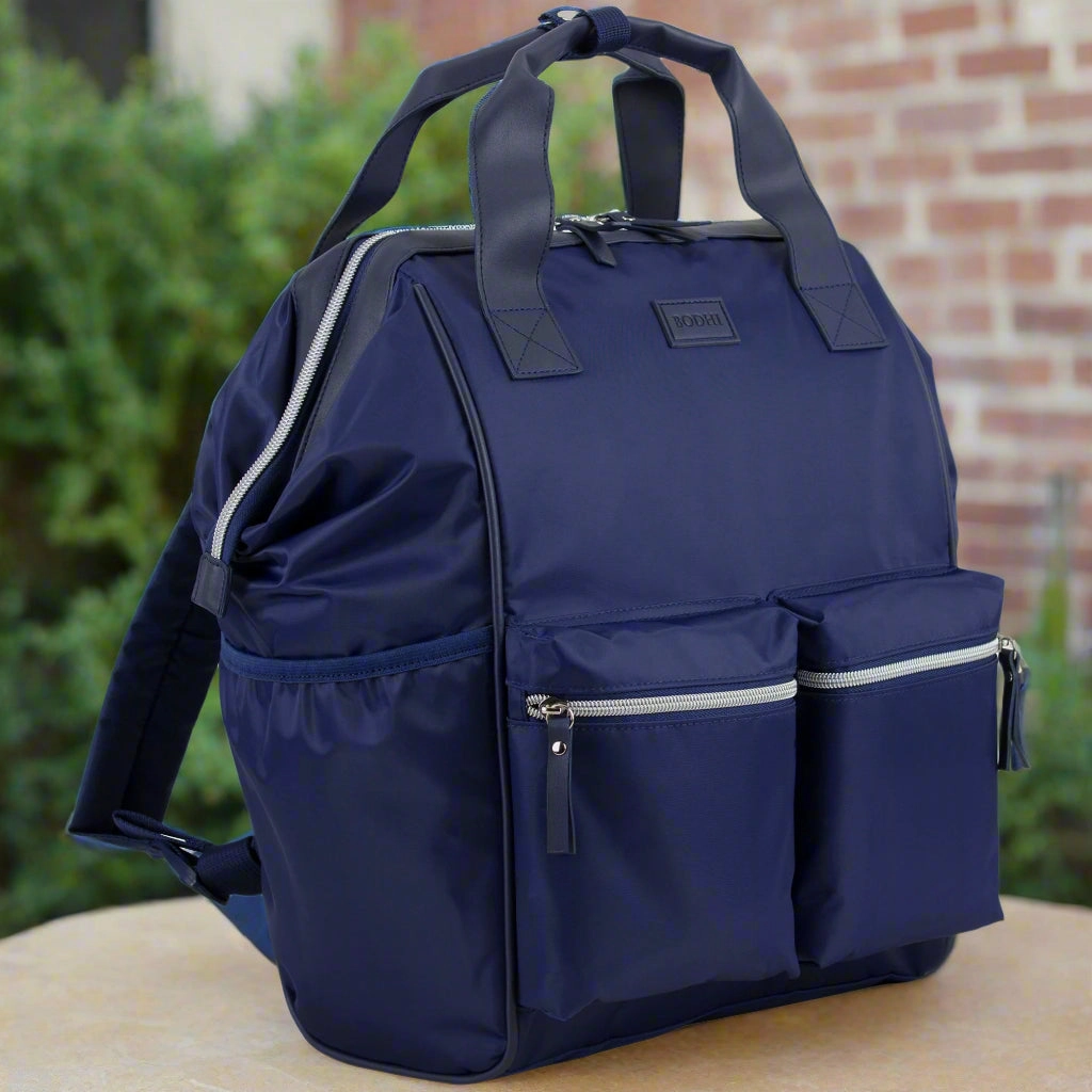 BODHI Doctor Bag Style Top Load Backpack Purse With Front Large Zipper Pockets Simple Form