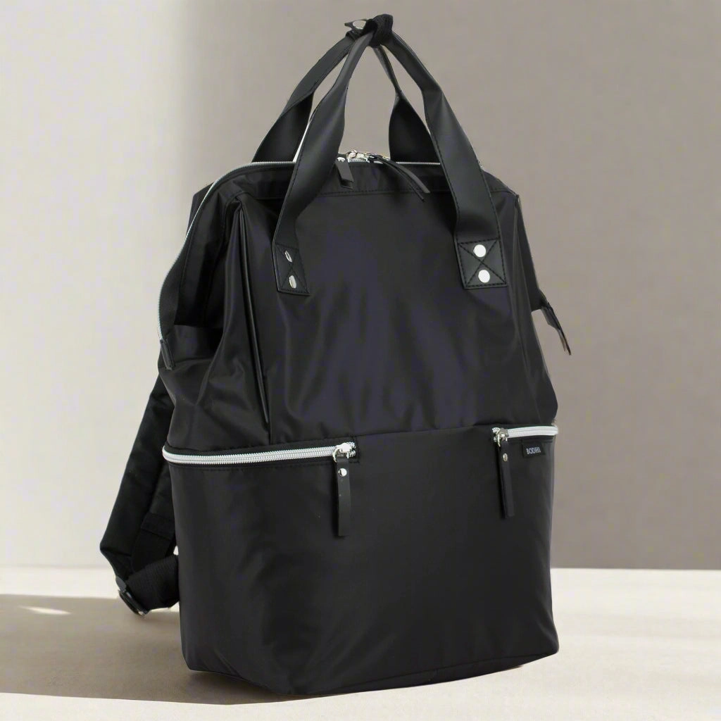 Everyday Functionality BODHI Doctor Bag Style Top Load Backpack Purse With Large Bottom Zipper Compartment