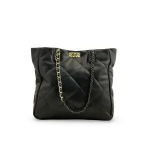 Functional Pockets Contemporary Motion Black Formal Shoulder Bag P36322
