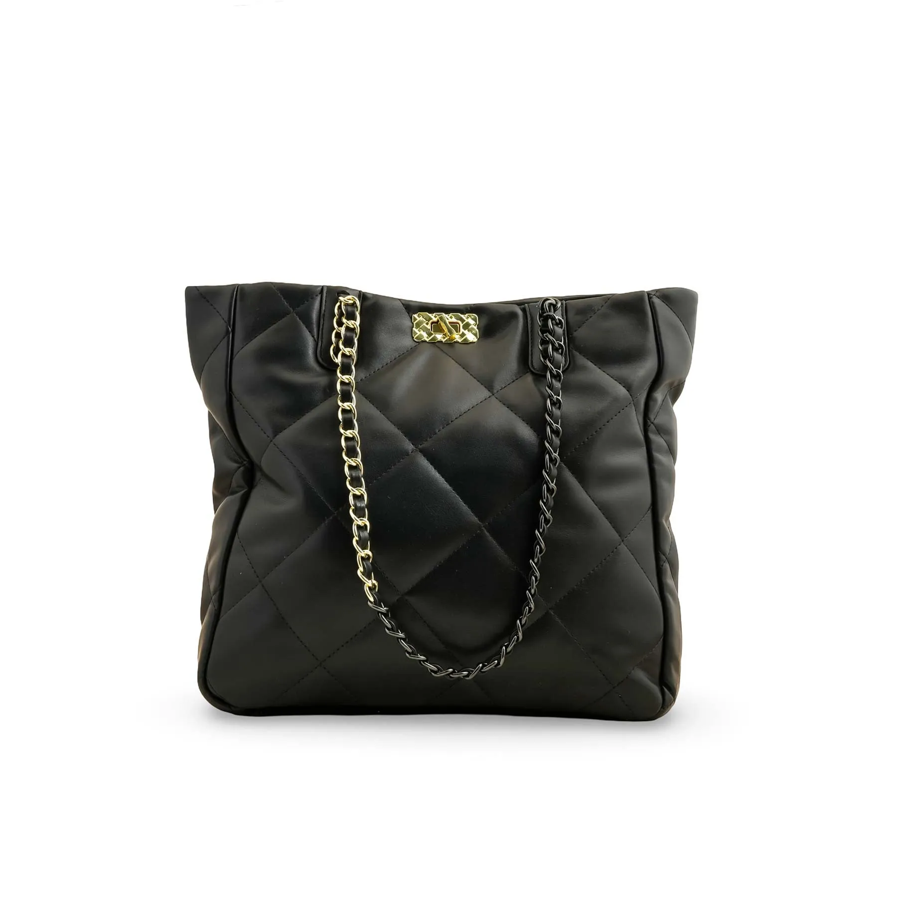 Functional Pockets Contemporary Motion Black Formal Shoulder Bag P36322