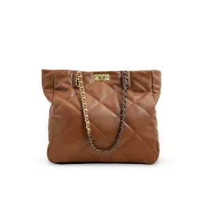 Practical Use Contemporary Edge Brown Formal Shoulder Bag P36322