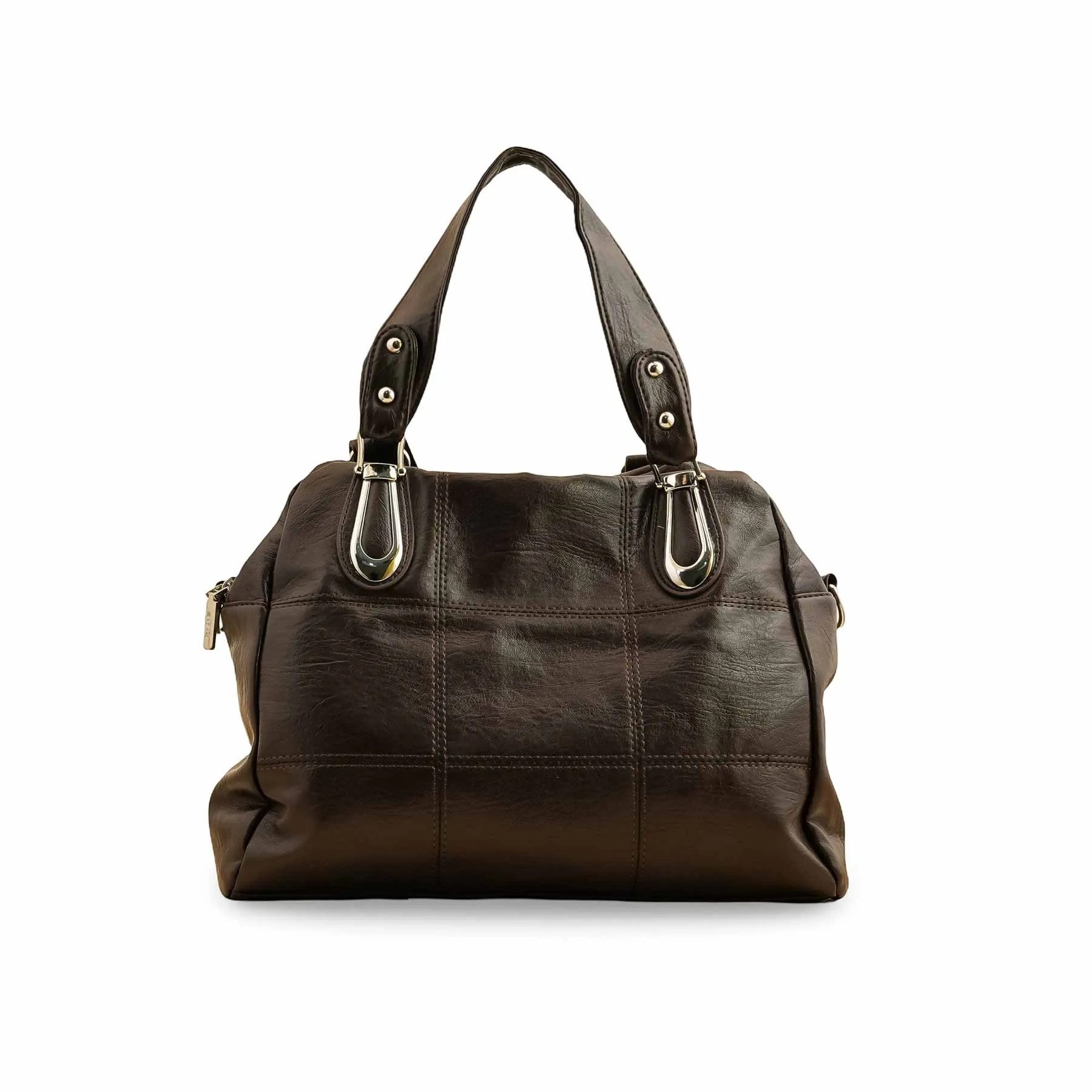 Brown Formal Shoulder Bag P36351 Quilted Texture