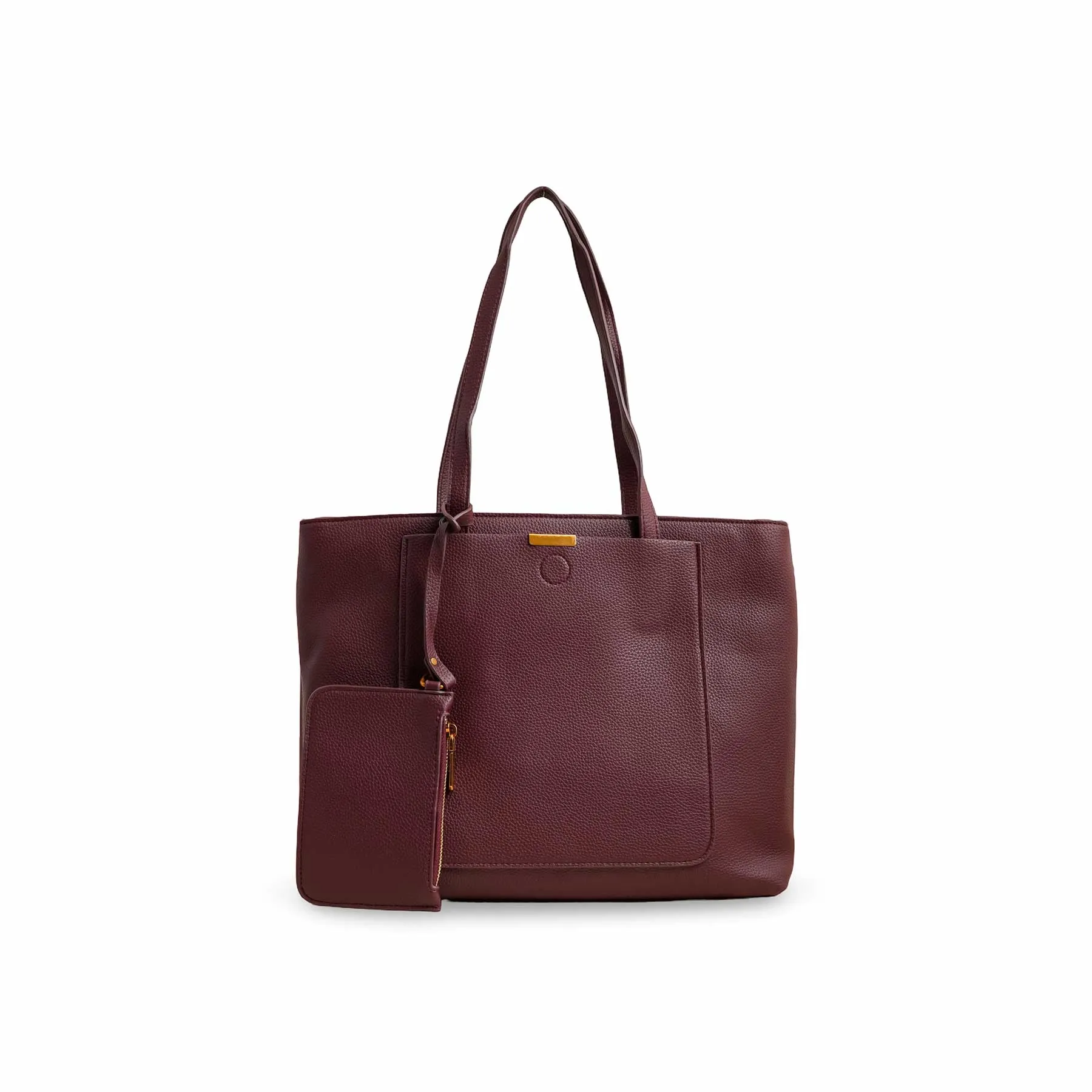 Minimal Aesthetic Office Style Burgundy Women Formal Shoulder Bag P36222