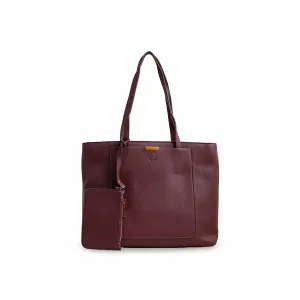 Minimal Aesthetic Office Style Burgundy Women Formal Shoulder Bag P36222