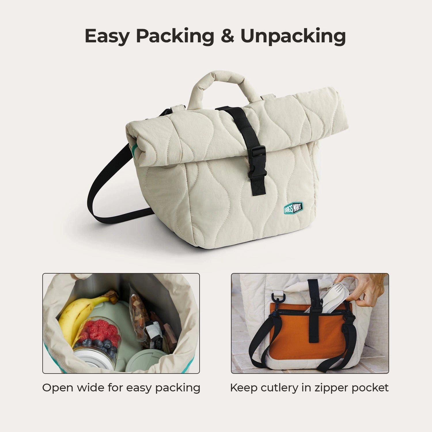 Chic Companion (free gift) Paz Roll Top Lunch Bag Durable Design Urban Organizer