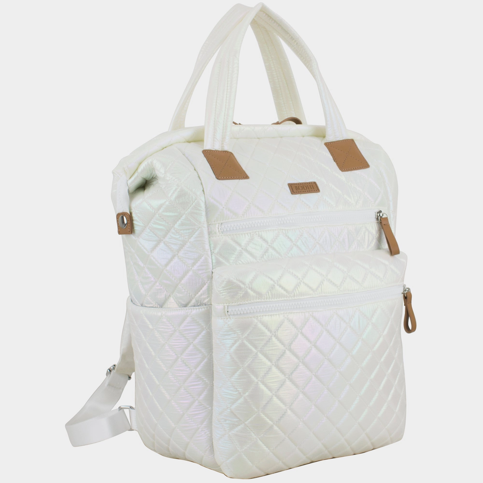 BODHI Quilted Luxe Top Handles Backpack with Trolley Sleeve Durable Travel Stylish Expression