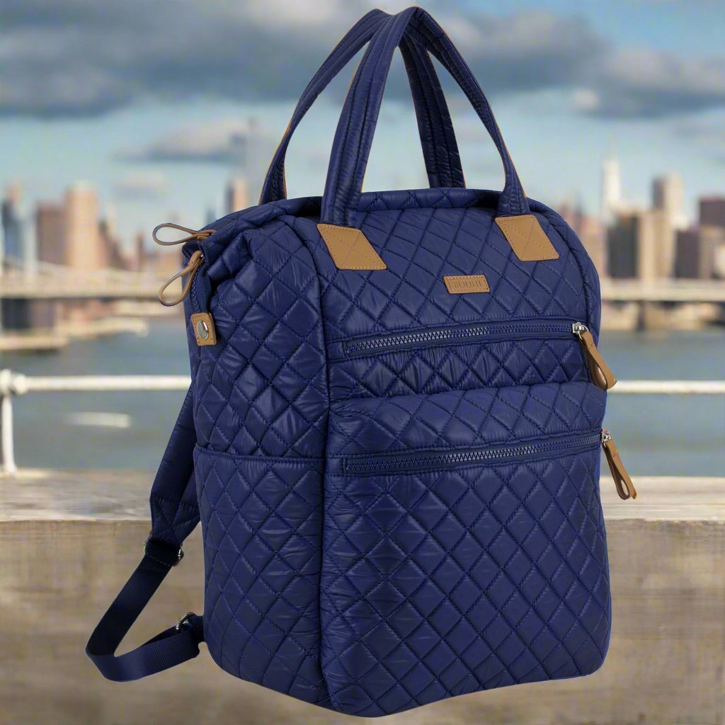 BODHI Quilted Luxe Top Handles Backpack with Trolley Sleeve Durable Strength