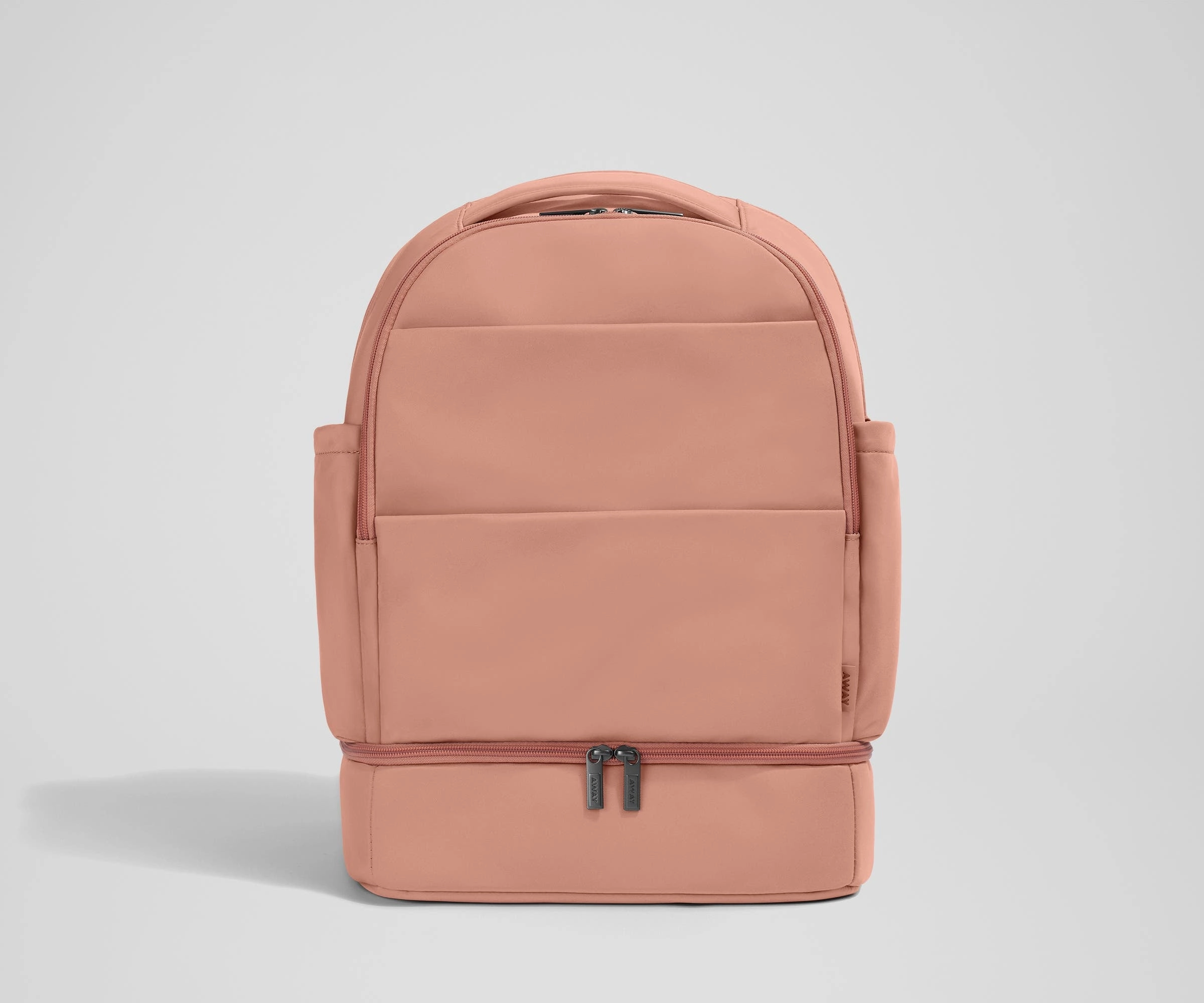 Crossbody Fit Minimalist Travel Bag The Double Diaper Backpack in Clay Pink