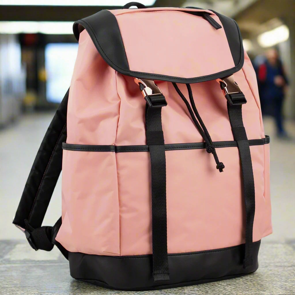 Durable Comfort Drawstring Backpack With Double Rose Gold Buckles