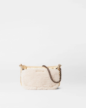 Easy Access Urban Essential Shearling and Gold Metallic Leather Crosby Convertible Crossbody