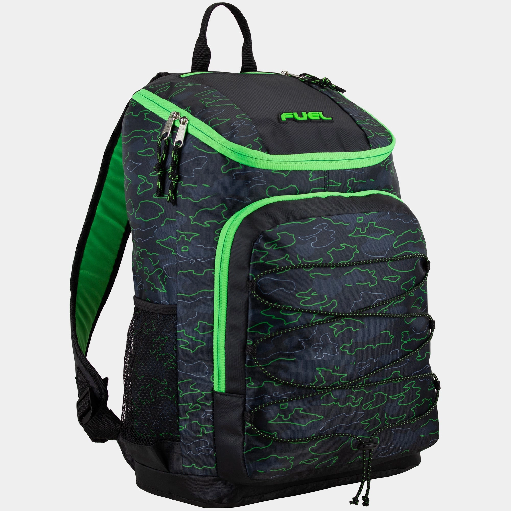 Urban Aesthetic Wide Mouth Sports Backpack with Front Bungee and Inner Tech Pocket