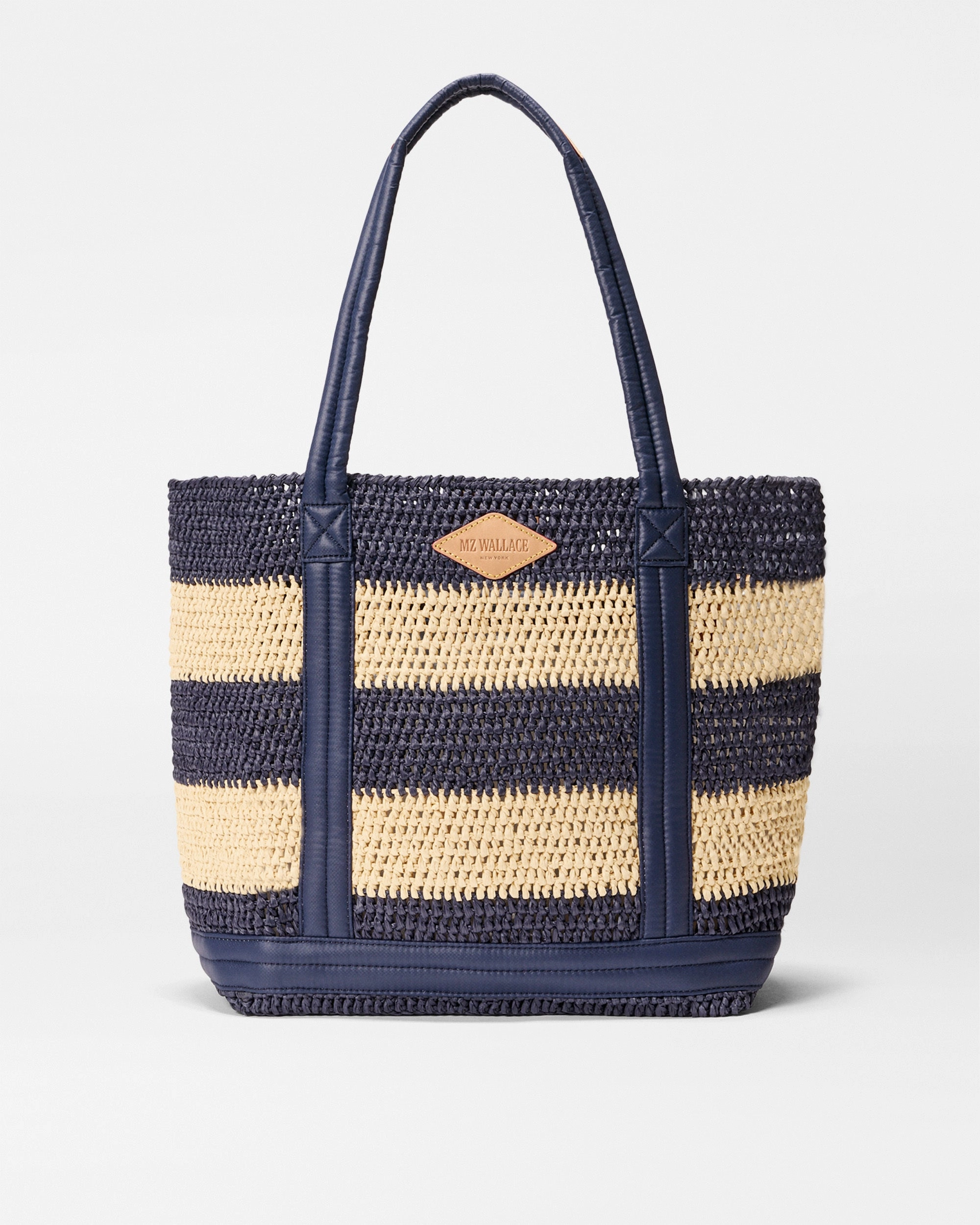 Simple Function Dawn/Natural Stripe Crochet Medium Crochet Tote