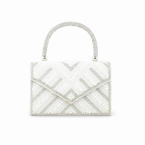 White Bridal Clutch P24366 Compact Storage Bag Minimal Choice