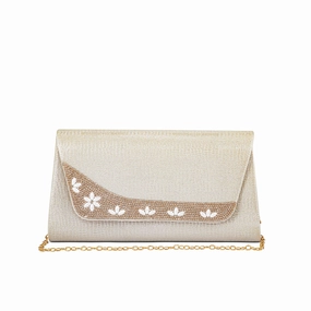 Versatile Use Beige Fancy Clutch P24174