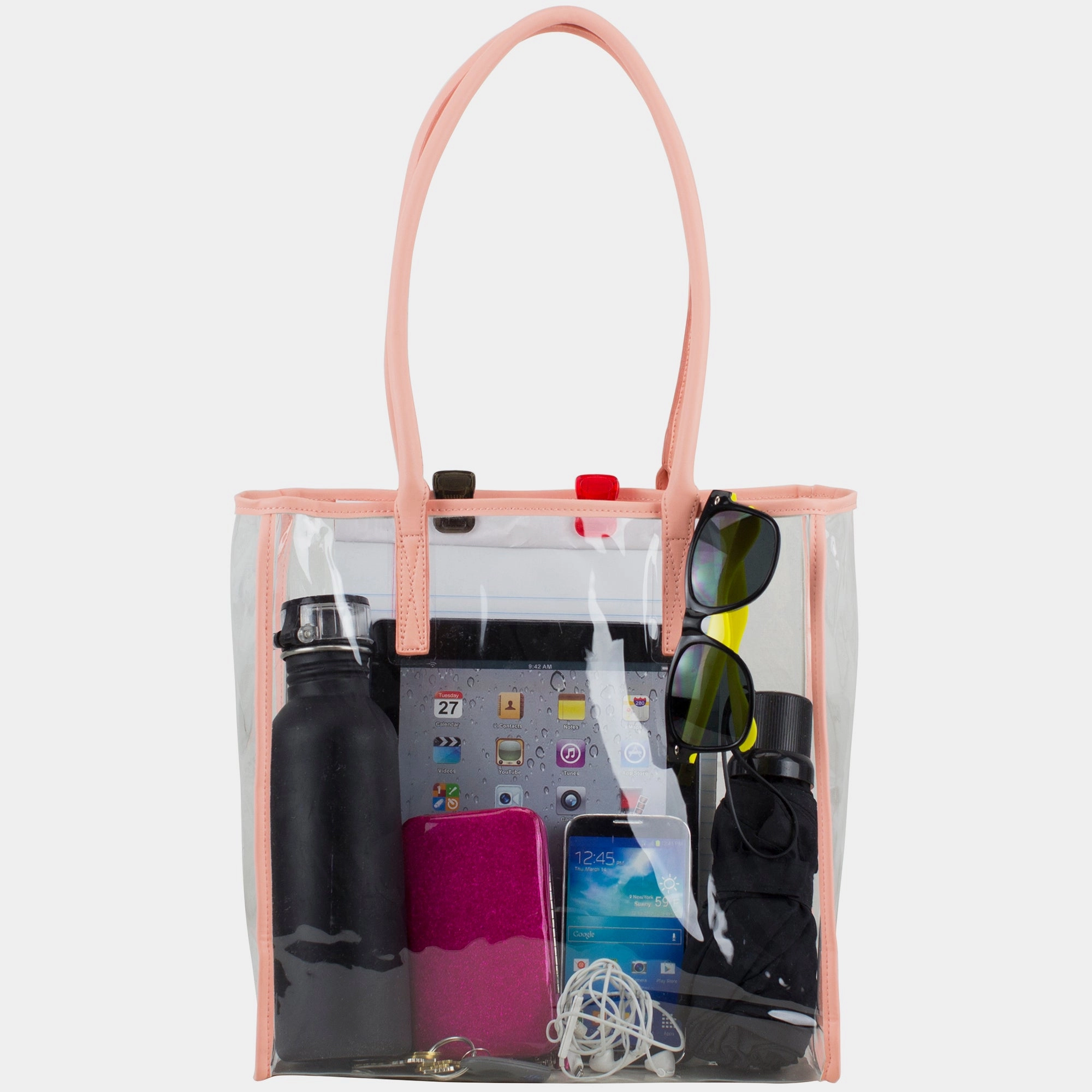 Trendy Design Clear Stadium Tote - Approved for NFL, PGA, NCAA, Transparent Bag