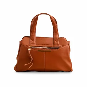 Durable Build Urban Minimalist Brown Formal Shoulder Bag For Women P36357