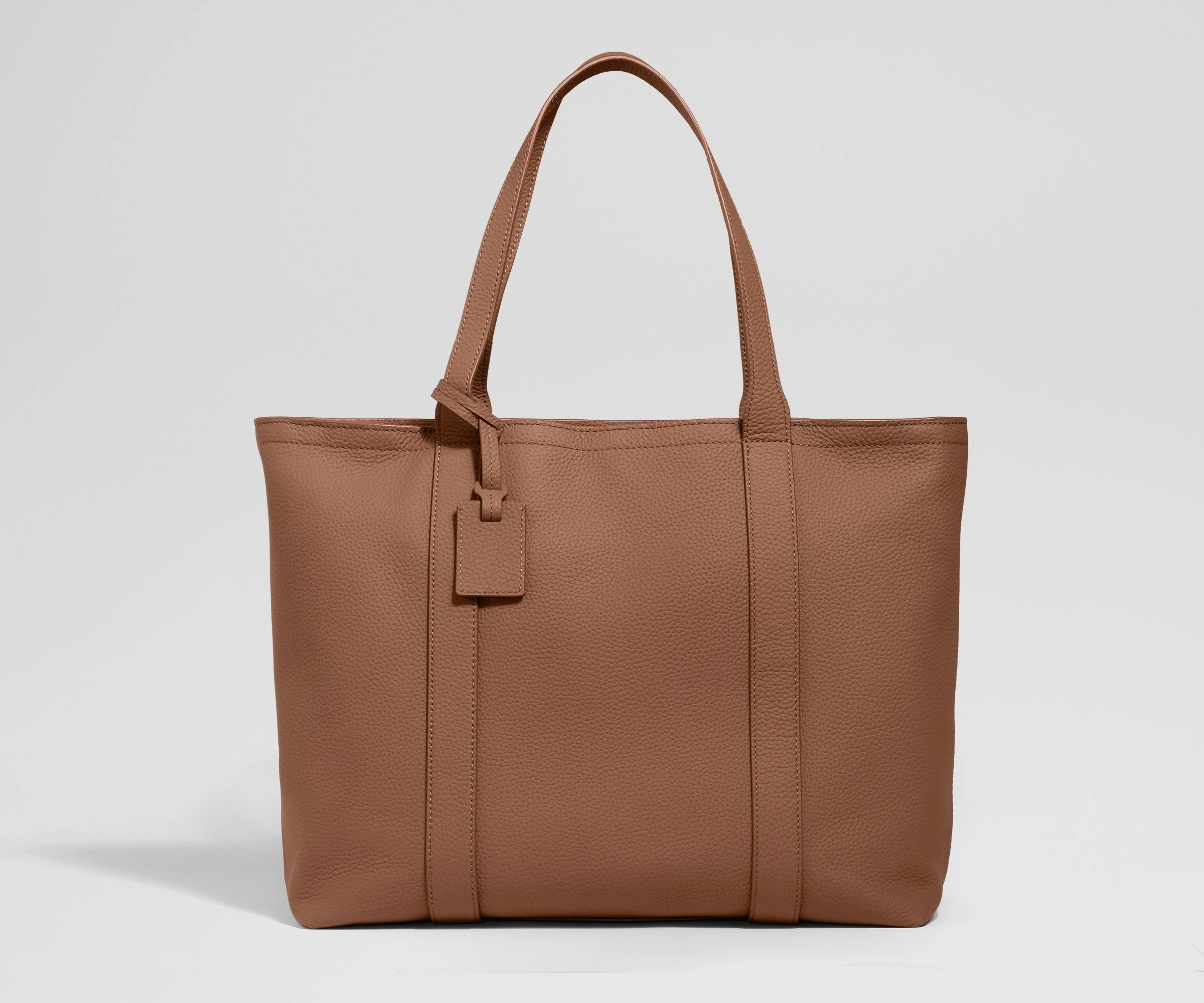 Lightweight Organizer Bag Leather Tote in Saddle Brown