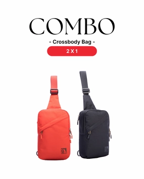 Outdoor Travel Fisher Crossbody Bag Set - Black & Red - Recycled Fabrics