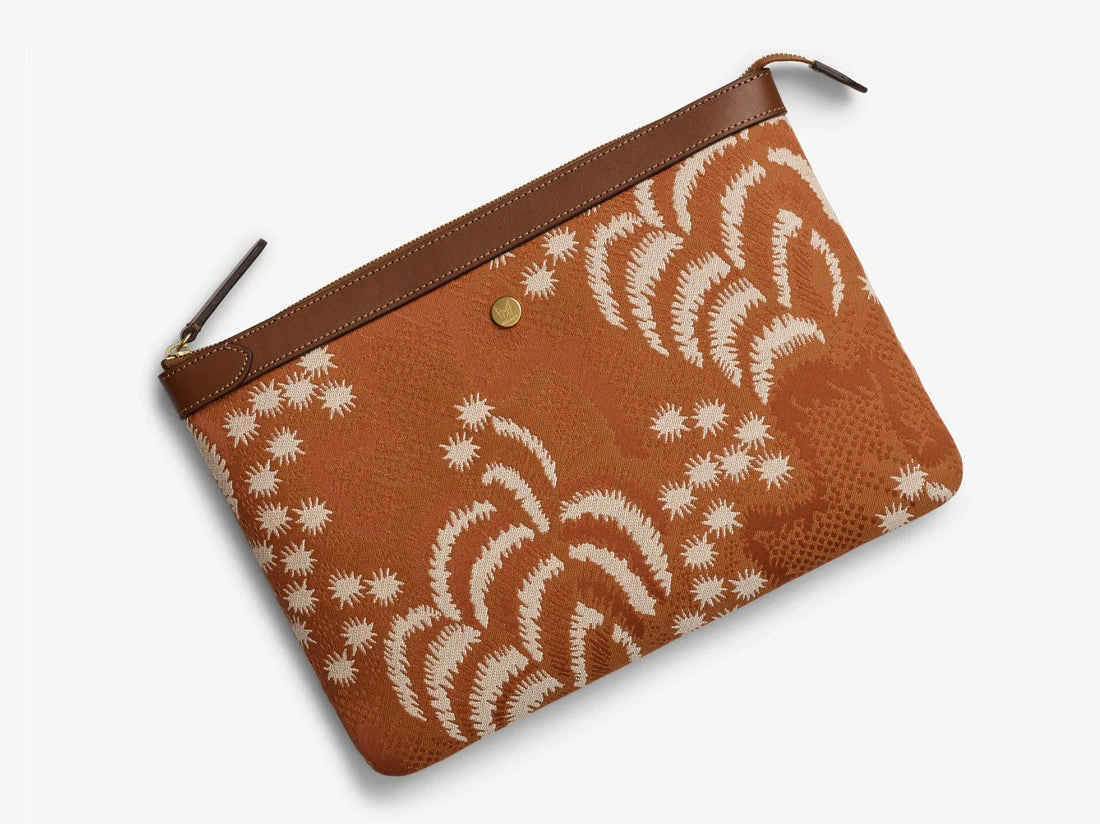 Holiday Travel M/S Pouch - Palm Jacquard/Cuoio