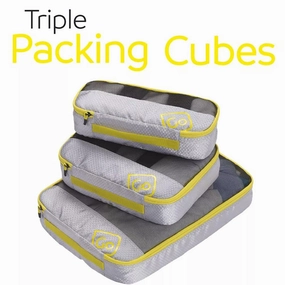 GO TRAVEL Triple Packing Cubes - Yellow Secure Style Secure Carry