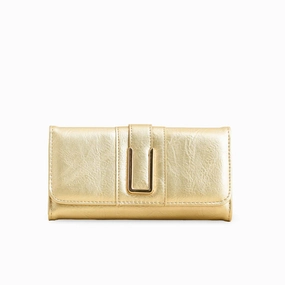 Active Style Urban Functionality Golden Casual Wallet For Women P70960