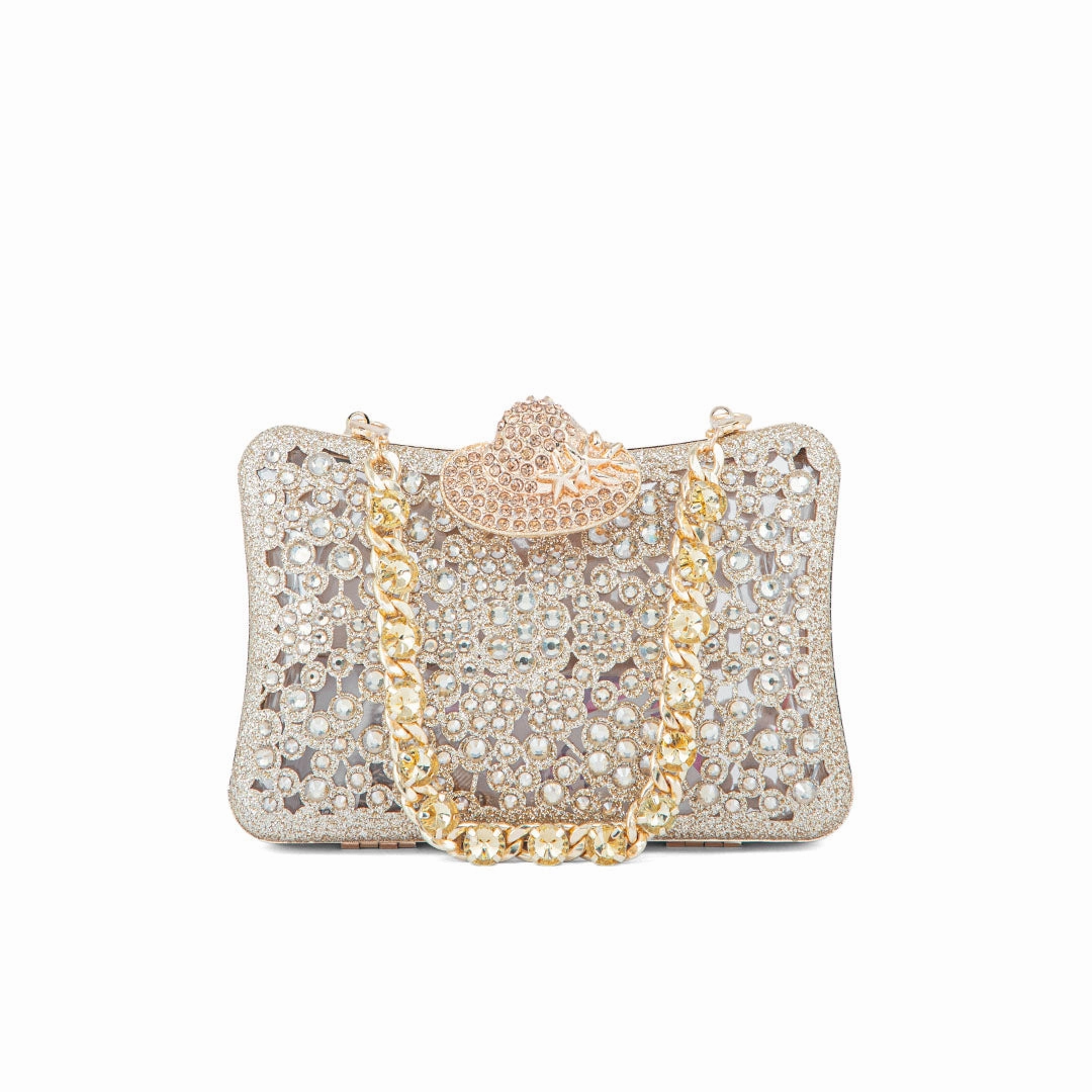 Functional Organizer Refined Look Golden Fancy Clutch P24192