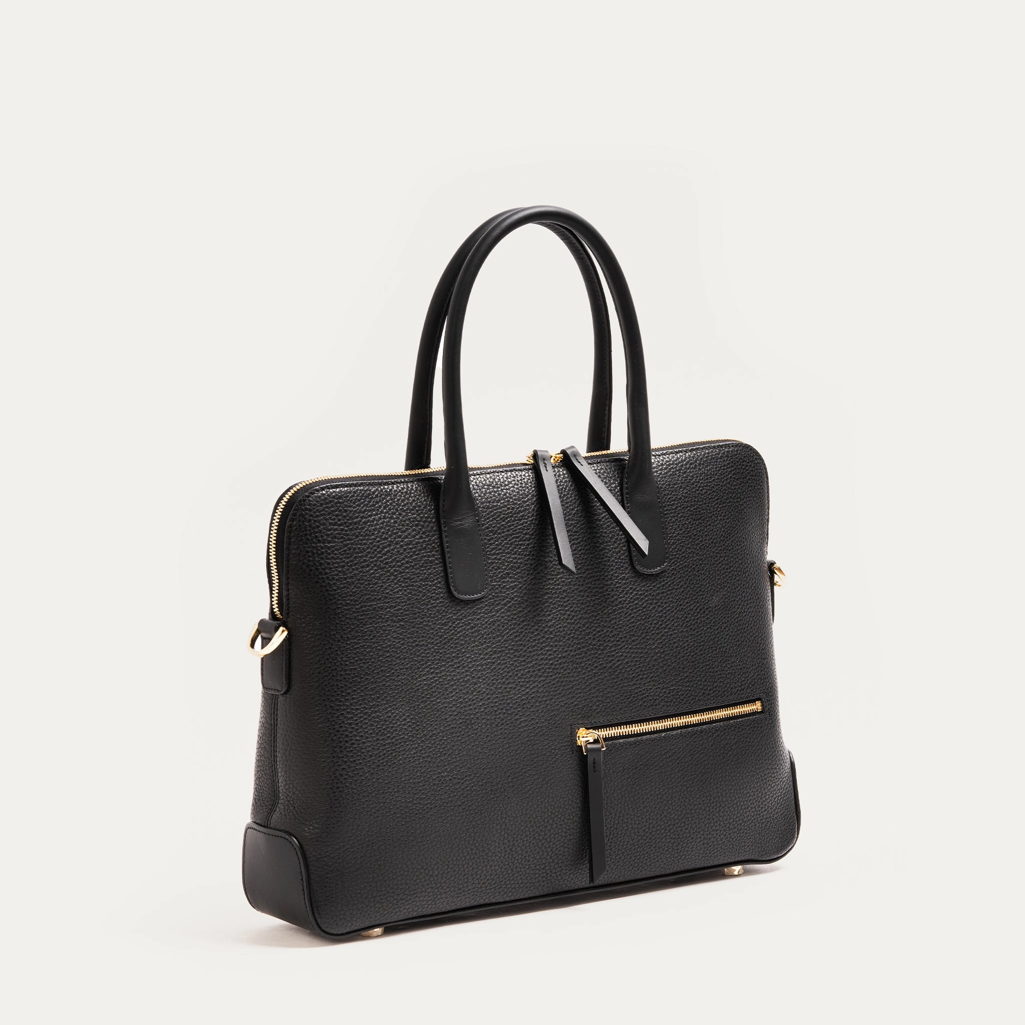 Grained Leather Briefcase ~ LENA - BLACK Stylish Organizer