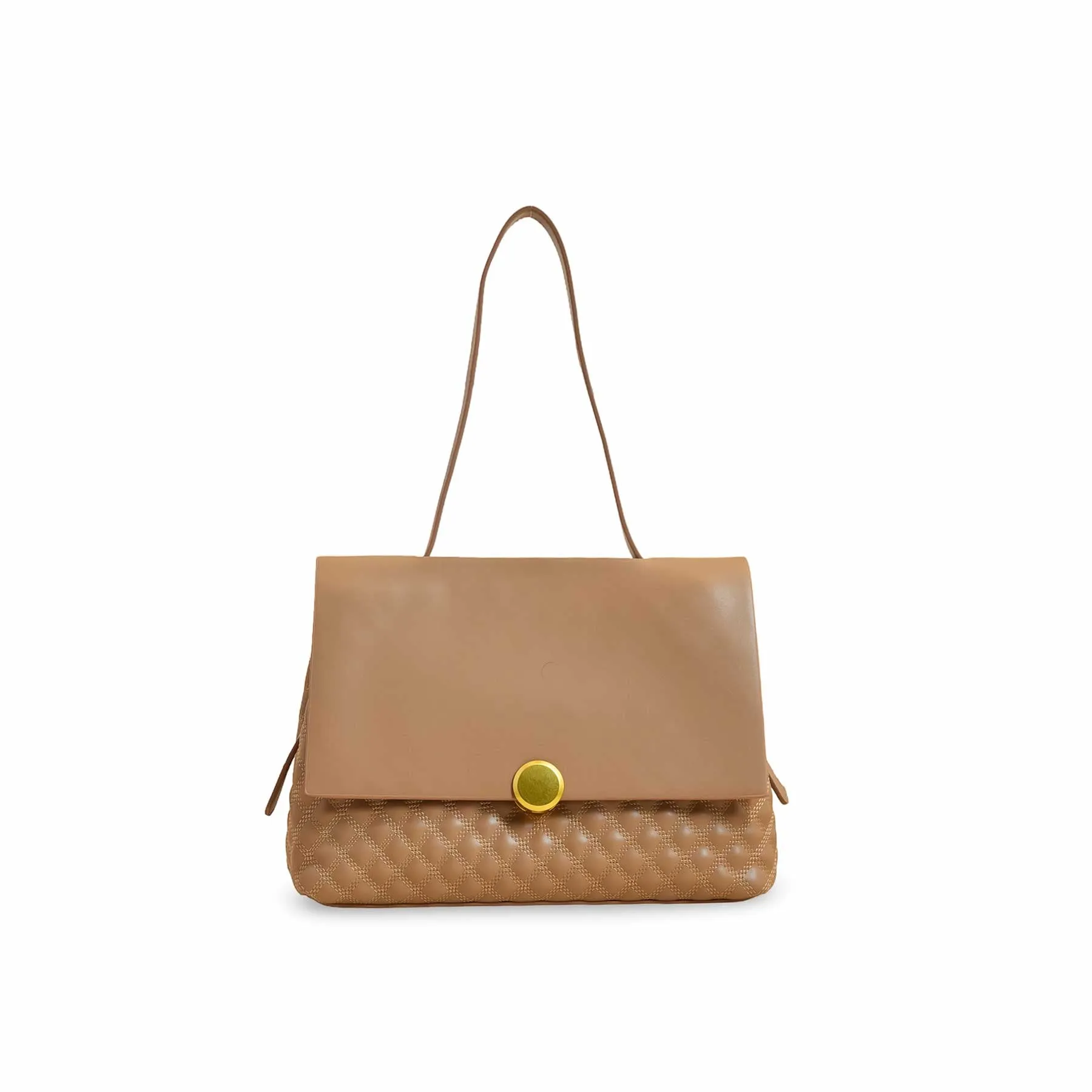 Khaki Women Formal Shoulder Bag P36230 Multi Pocket Modern Craft