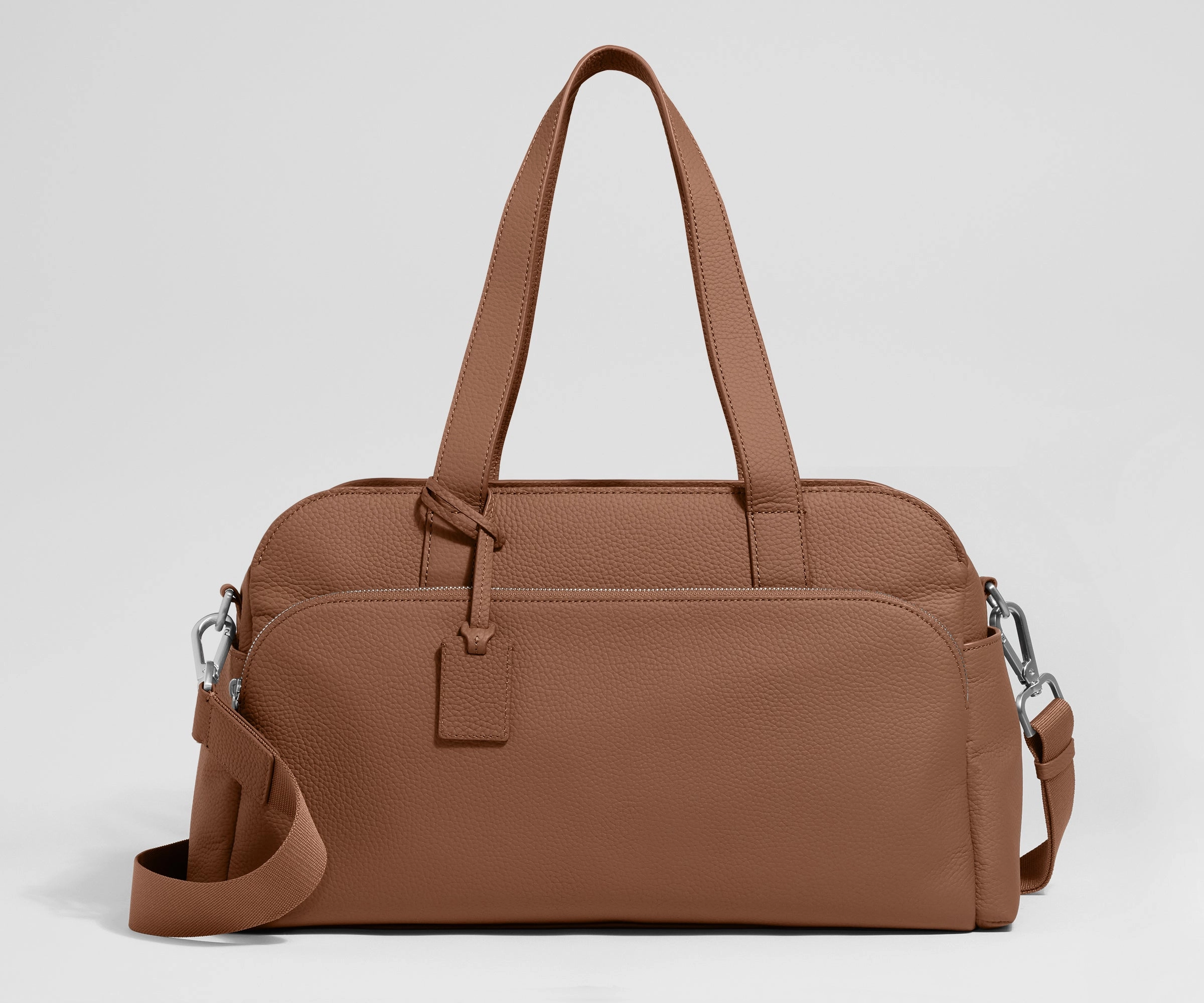 Minimal Carry Organized Travel Leather Duffle in Saddle Brown