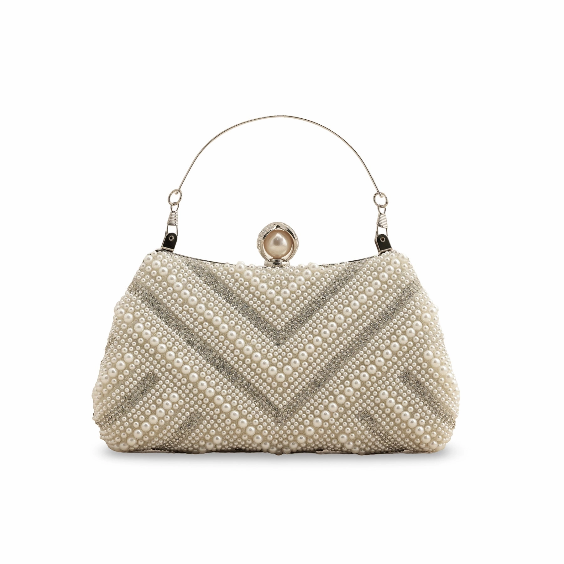 Sleek Functionality Functional Functionality White Bridal Clutch P24289