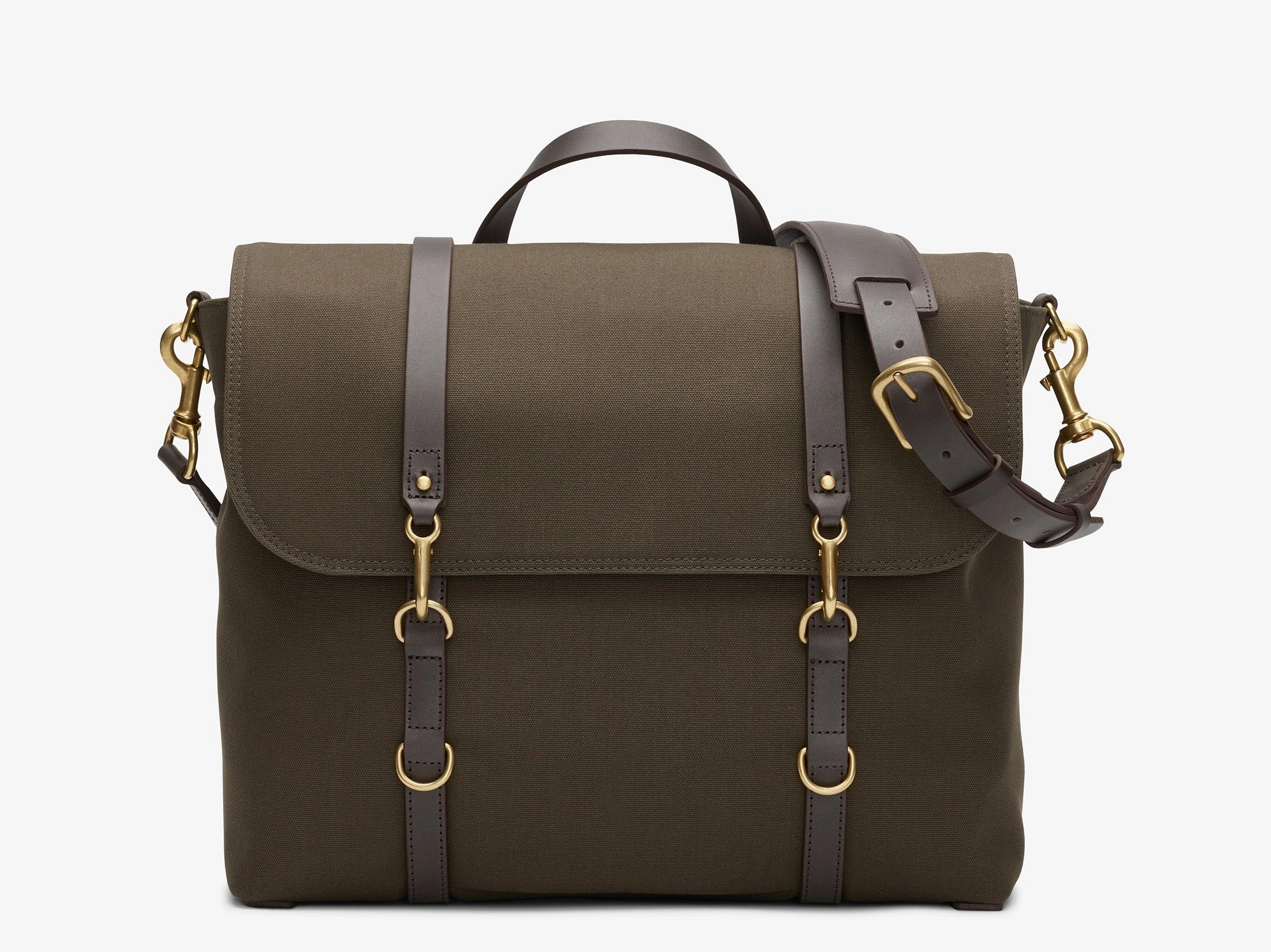 Outdoor Simplicity Stylish Outfit M/S Satchel - Army/Dark Brown
