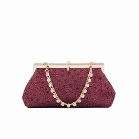 Maroon Fancy Clutch P24195 Lightweight Structure Soft Texture