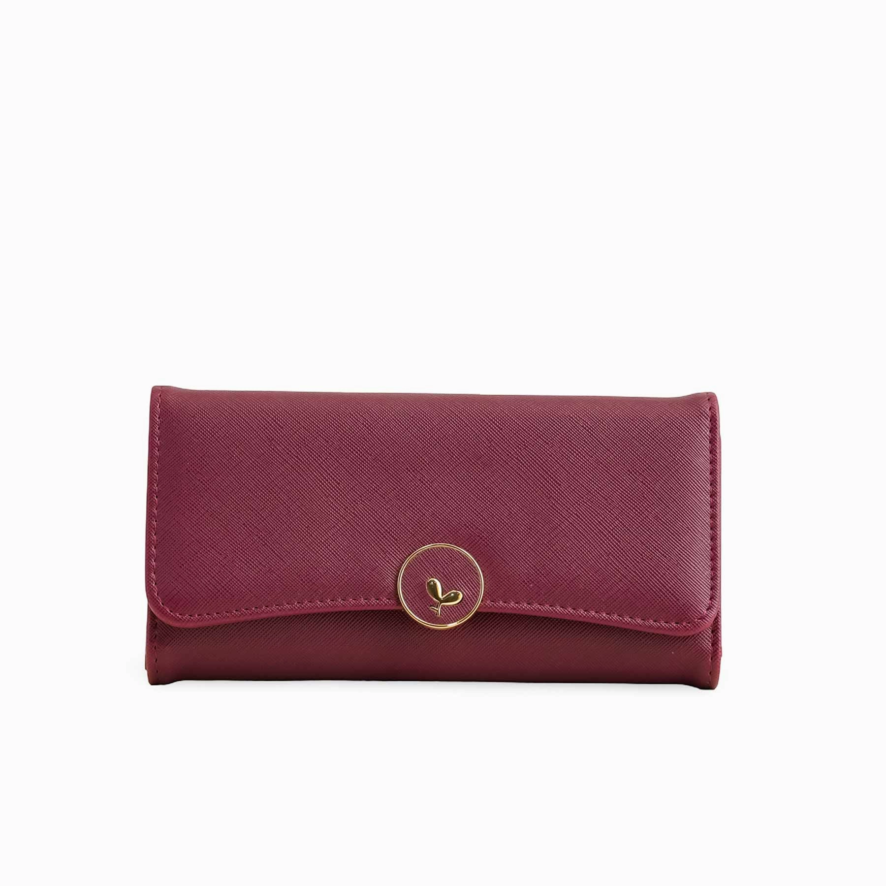 Minimal Style Maroon Women Casual Wallet P70965