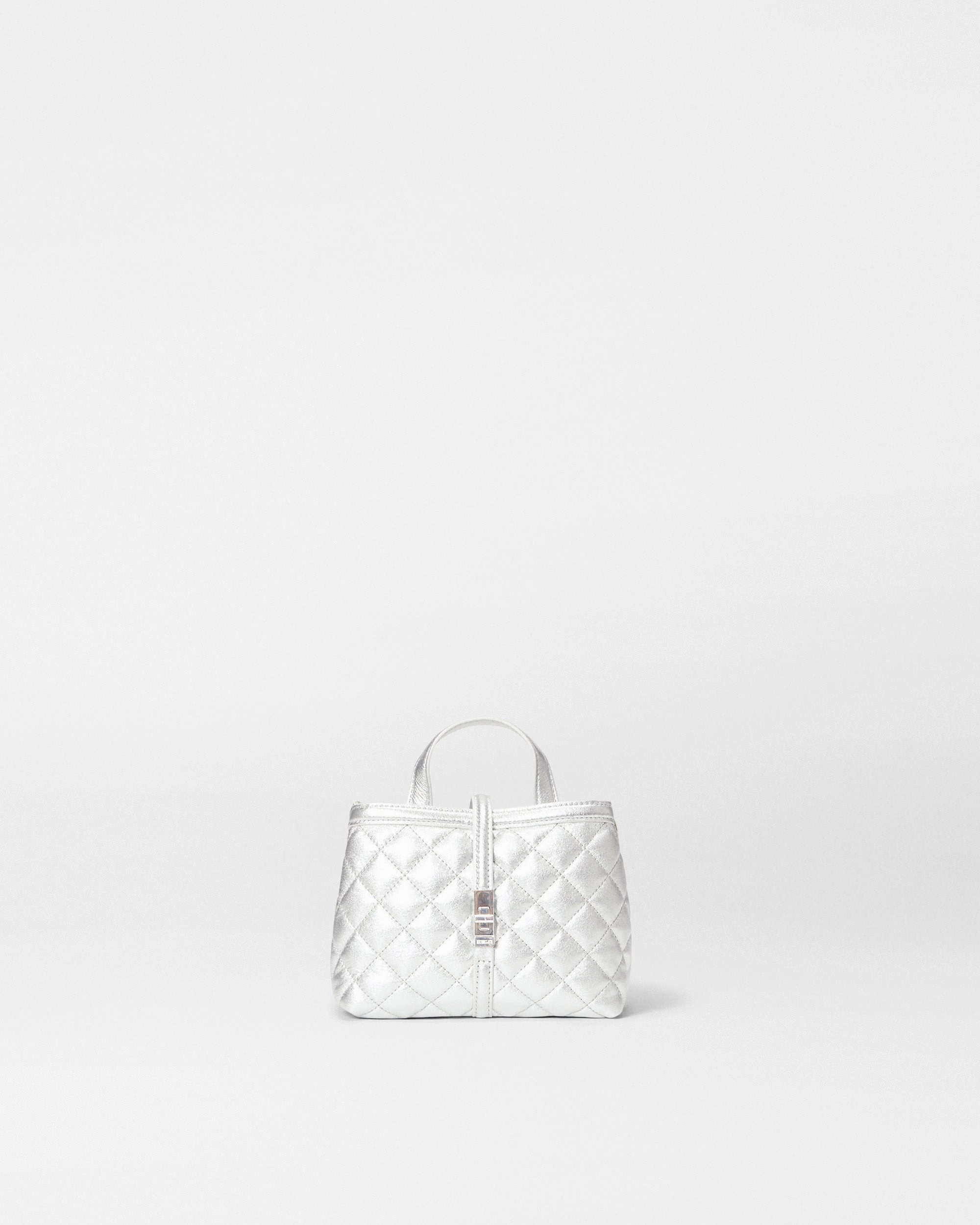 Stylish Design Urban Mobility Silver Leather Mini Astor Top Handle