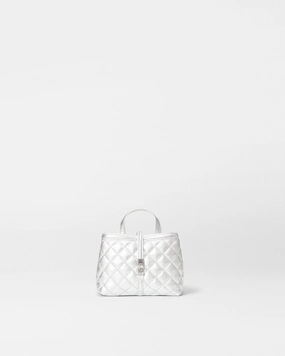 Stylish Design Urban Mobility Silver Leather Mini Astor Top Handle