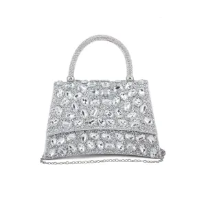 Silver Fancy Shoulder Bag For Women P24330 Soft Leather