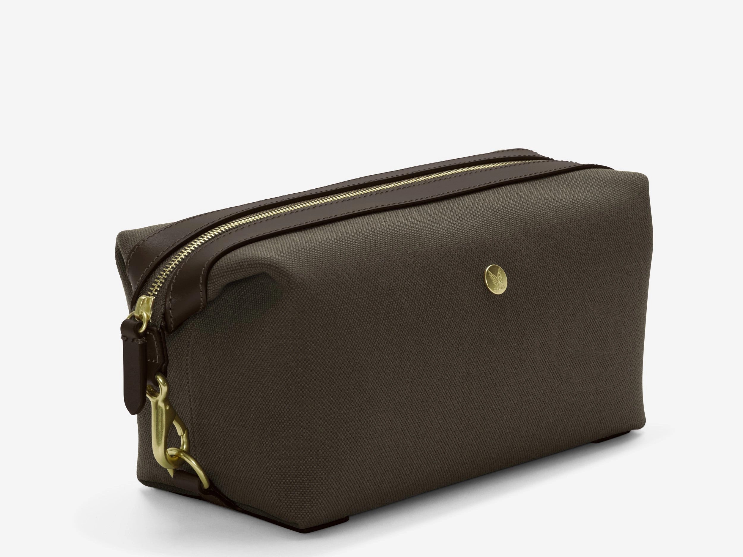 M/S Washbag ?C Army/Dark Brown Practical Companion Soft Leather Bag