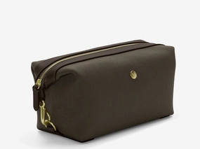 M/S Washbag ?C Army/Dark Brown Practical Companion Soft Leather Bag