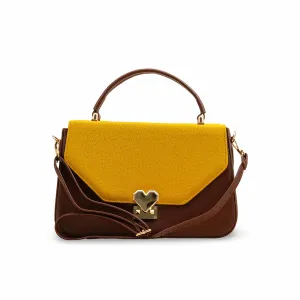 Portable Organizer Compact Fashion Mustard Casual Shoulder Bag For Women P55804