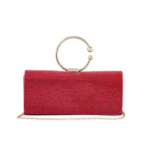 Premium Touch Polished Finish Red Fancy Clutch P24329